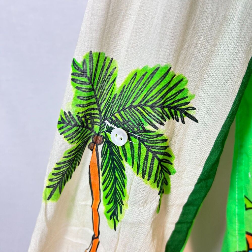 Lucky & Coco NWOT Women's Vibrant Tropical Patchwork Button Front LS Shirt Sz XL - Picture 6 of 15